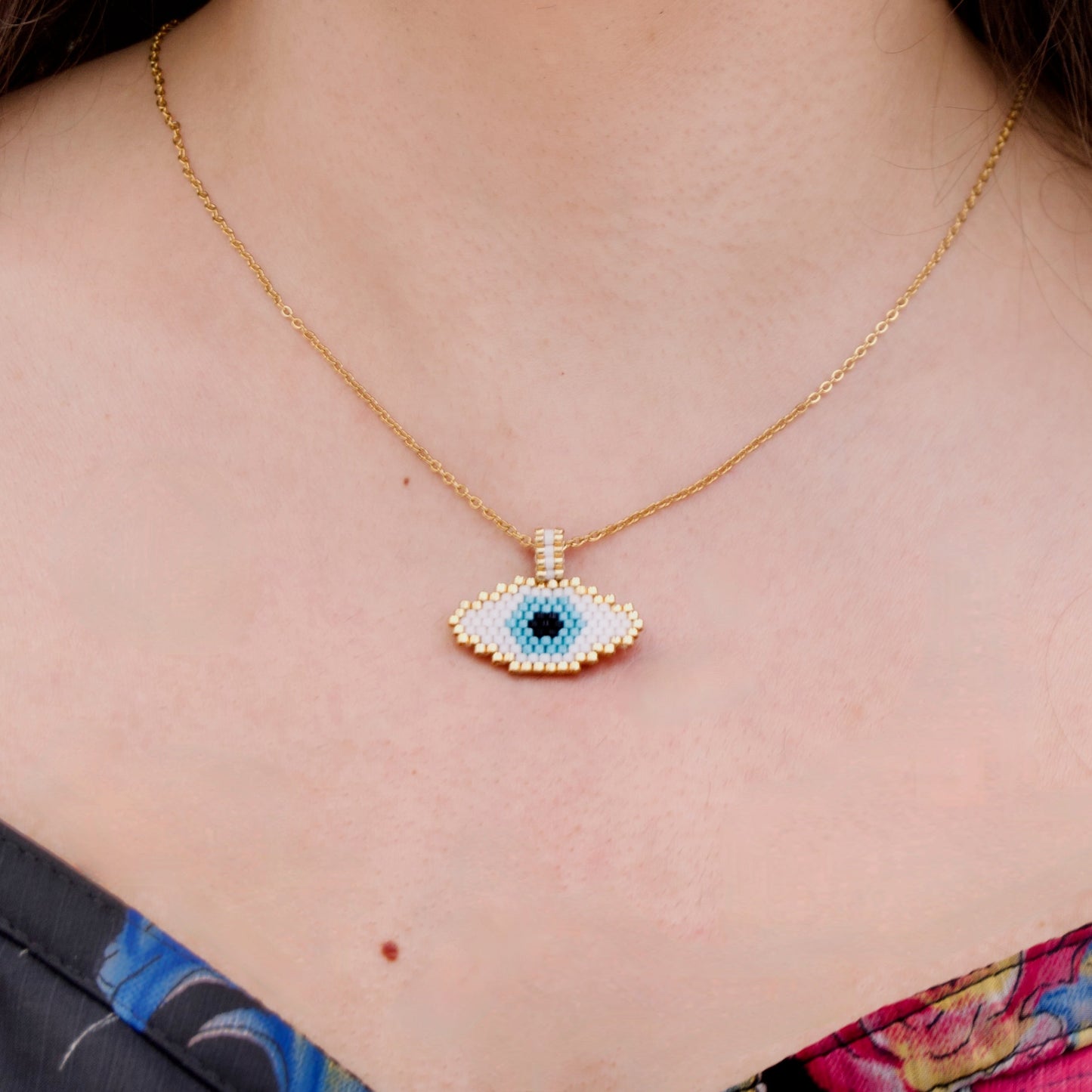 Aaliyah: Beaded evil eye pendant 🧿
